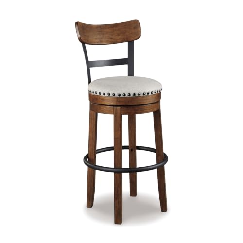 Ashley Furniture Signature Design - Valebeck Tall Upholstered Swivel Barstool - Casual Style - Ligh…