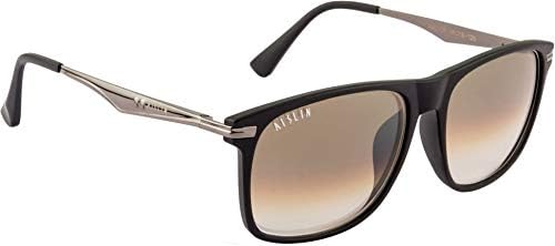 AISLIN® UV Protected Rectangular Sunglasses For Men Stylish - (Brown-Clear Lens | Matte Black-Gun Frame | Large Size)