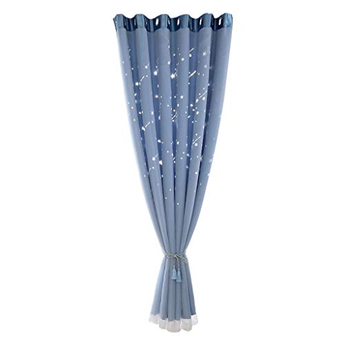 Curtain Panels Window Draperies, Iuhan Hollow Meteor Shower Tulle Door Window Curtain Drape Panel Sheer Scarf Valances (Blue)