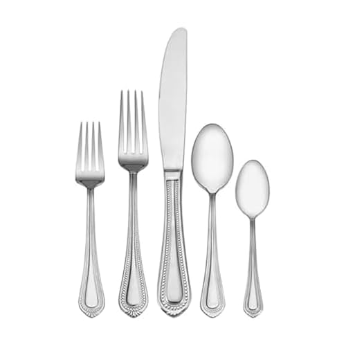 Mikasa 5112171 Tafelbesteck French Countryside, 18/10 Edelstahl, 20-teilig 65-Piece Flatware Set, Service for 12 Regent Bead