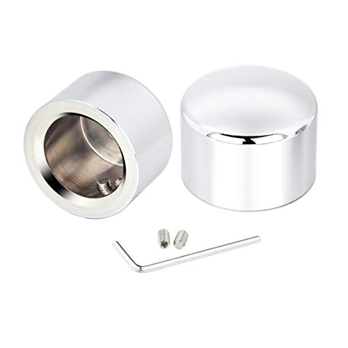 Lalaparts Chrome Front Axle Nut Cover Caps Compatible for Harley Softail Sportster Road King Electra Street Glide 2002-2020