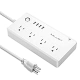 Smart Power Strip, IMILLET Wifi Power Strip Surge Protector Compatible with Alexa Google Home IFTTT with 4 Outlet 4 USB Charging Port and 5ft Cord Alexa Smart Plug