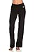 Unique Styles Fold-Over Waistband Stretchy Cotton Blend Yoga Pants (Large-2Pack Black & Grey)