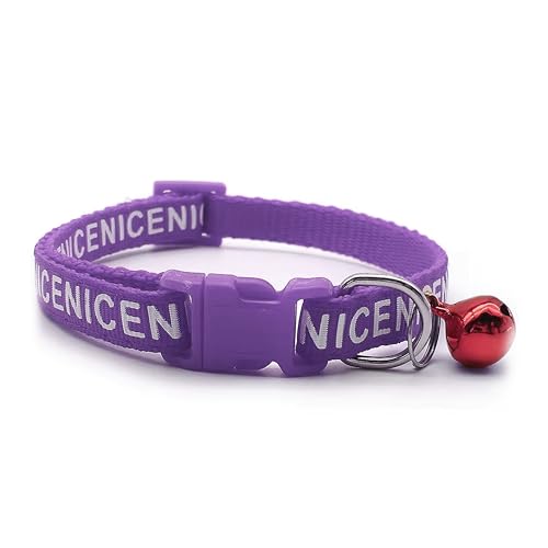 Chipmonk Set of 3 Cat & Puppy Collar with Bell,Kitten & Small Dogs Soft Adjustable,Safe,Solid & Protective Breakaway for Cats & Puppies,Cute Kitty Neckband with Nice Print-(Purple,Green,Pink) 1
