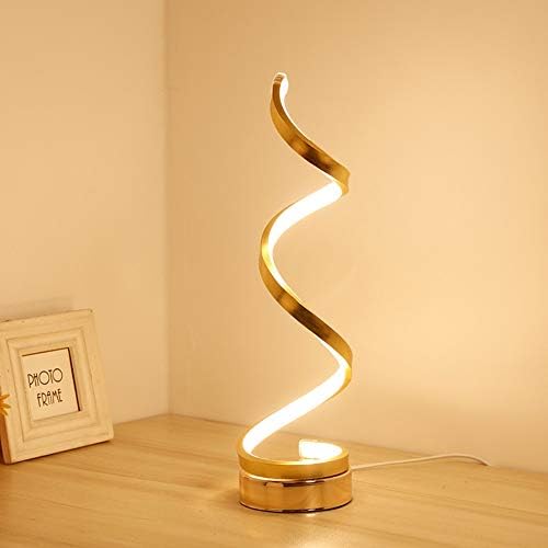 OUSENR Creative Design Spiral Modern Table Light Acrylic Table Lamps for Bedroom Beside Lamp Home Decor Lighting Fixture,Gold, Pure White [Energy Class A+]