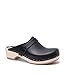 Sandgrens Swedish Low Heel Wooden Clog Mules for Women, US 7-7.5 | Tokyo Black Veg, EU 38
