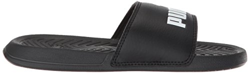 PUMA Unisex Popcat Slide Sandal, Black-White, 6 M US Big Kid - Thumbnail 6