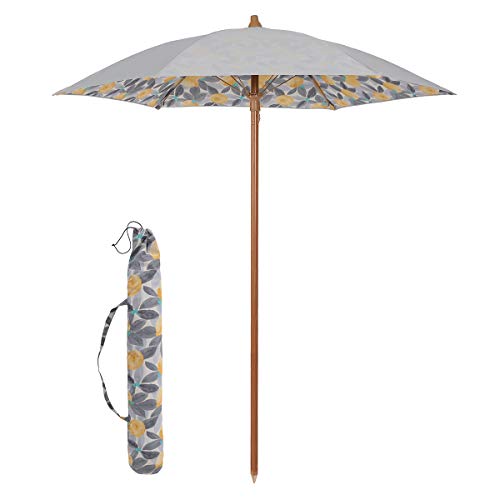 Sekey®180 cm Sonnenschirm mit Schutzhülle Strandschirm Balkonschirm Grau Rund Sonnenschutz UPF50+