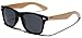 Polarized Classic Horm Rimmed Frame Sunglasses with Bamboo Wood Arms