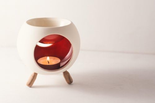 Hinterland Trading Footed Ceramic Scented Wax Melt Burner (Red)
