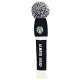 LOXASUM St. Patricks Day Gift Original Green Clover Embroidered Always Lucky Knitted Golf headcovers for 460cc Driver Wood POM POM Head Club Covers for Taylormade Callaway Titleist Ping
