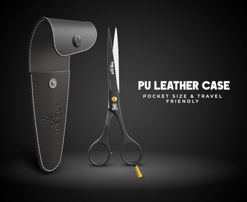 The Cut Factory® 6.5” Matte Black Luxury Hair Scissors – Ultra-Sharp High Carbon Steel Barber Shears for Men, Women & Kids – Gift-Boxed with Leather Pouch For Salon & Home(1x Scissors only)