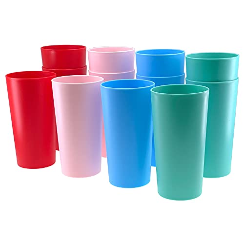 Unbreakable 26ounce Cup Set of 12, Reusable Plastic Tumblers