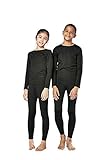 DEVOPS Boys & Girls Thermal Heat-Chain Microfiber Fleece Underwear Baselayer Top & Bottom Set