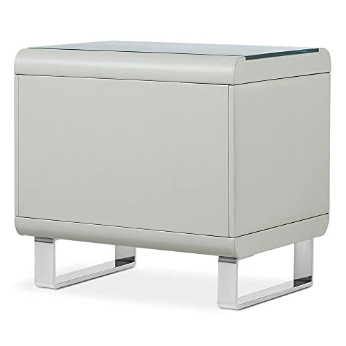 Zuri Furniture Modern Siva Light Grey Leatherette Upholstery Side Table Pricepulse