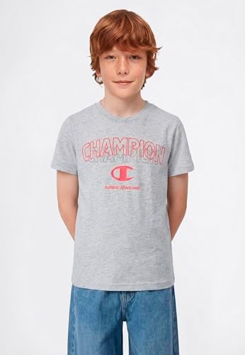 Boy Crewneck T-Shirt with Graphic Logo Camisa, Gris (Em021), XS para Niños