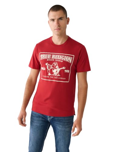 True Religion Men's SRS Puff Crew Tee | Red Dhalia | XXL