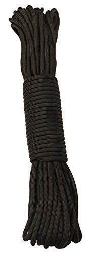 15 m / 50 FT - 4 mm Parachute Cord Seil mit 7 Strängen verschiedene Farben Schnur Fallschirmschnur Schnüre Allzweck Reepschnur Tau Bundeswehr, Survival, Bootsport, Sport, Camping, Segeln, Angeln, Fischen, Wandern reißfest Parachute Cord 550lbs **NICHT ZUM KLETTERN GEEIGNET** (Schwarz, 15m / 50FT)