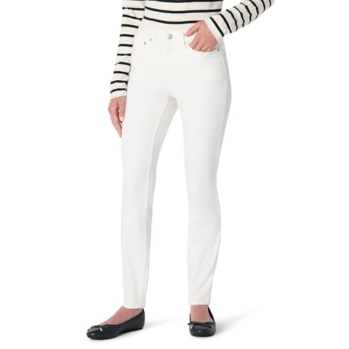 Amazon Essentials Damen Hochelastische Skinny-Jeans Mittelhoher Bund, Weiß, 36 Kurz