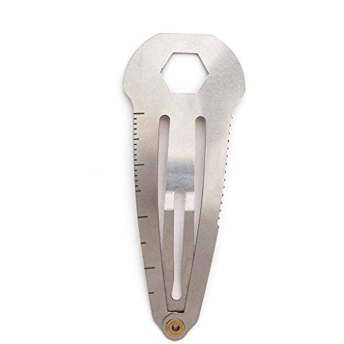 MTA Set of 3 Mini Tactical Multitool Hair Clips - Multi Function Wrench/Screwdrivers/Ruler/Serrated Edge, Stainless Steel - Thumbnail 7