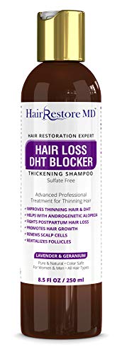 Hair LOSS DHT BLOCKER SHAMPOO”Lavender & Geranium”, Biotin Hair Growth Thickening Caffeine Shampoo, Hair Loss Thinning and Fine Hair, Regrowth Thickening Products for Men & Women, Sulfate Free