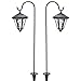 GIGALUMI 31.5 inch Solar Lights Outdoor, Hanging Solar Coach Lantern 2 Shepherd Hooks (2 Pack)