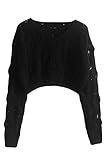Pink Wind Women's Long Sleeve Texture Knitted Crop Tops Sweater