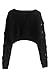 Pink Wind Womens Long Sleeve Cable Knitted Hollow Crop Tops Sweater Jumper