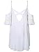 Persun Women Cold Shoulder Lace Trumpet Sleeve Spaghetti Strap Dress Tops, White, Small