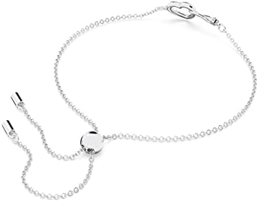 Pulseira swarovski infinity para mulheres, com símbolo do infinito e coração, cristais brancos, banhado a ródio, coleção swarovski infinity