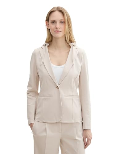 TOM TAILOR Damen Blazer mit Kapuze,12365 - Dusty Beige, XL