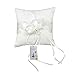 Tinksky 1515cm Lovely Flower Buds Faux Pearls Decor Bridal Wedding Ceramony Pocket Ring Pillow Cushion Bearer with Ribbons (White)