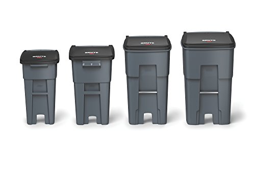 Rubbermaid Commercial Brute Rollout Heavy-Duty Waste Container, Square, Polyethylene, 95 Gallons, Gray (9W22GY)