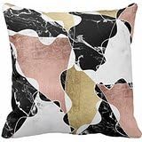 Black White Marble Rose Gold Color Block Geometric Pillow Sham for Sofa 45 x 45 cm