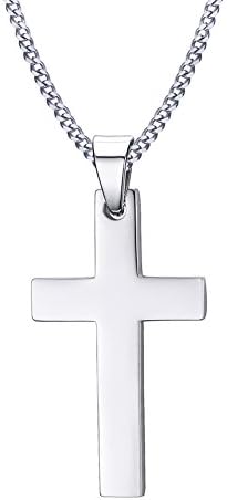 Stainless Steel Simple Small Cross Necklace for Women,24"