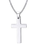 Cross Necklace, Quantum 3mm Stainless Steel Pendant Chain for Men Women Silver