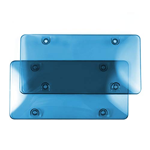 ZATAYE Tinted License Plate Cover - 2 Pack Auto License Cover,Bubble License Plate Shield Covers Front Rear Shield Smoke UV Protection for Car, SUV, Truck Van