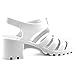Nature Breeze Women's Chunky High Heels Jelly Round Toe Strappy Plastic Caged Gladiator Sandal Shoes