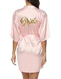 Hawiton Women's Satin Silk Bride & Bridesmaid Robe Gold Glitter Wedding Party Kimono Robes