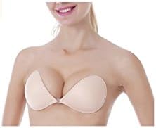 WSDLUDDR Self Adhesive Bra,Sticky Lite Silicone Invisible Push Up Bra Push Up With Buckle (B, 1 Pack-Flesh Color)