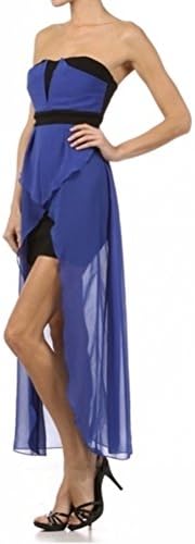 Palazzo Fashion Women's Hi Low Hem Party Dress L Blue