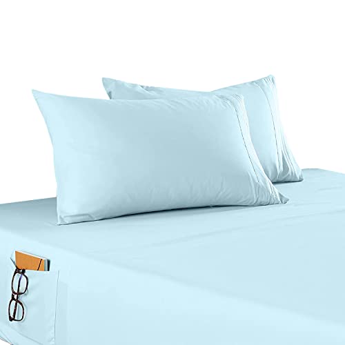Elegant Comfort 4-Piece Solid Smart Sheet Set-Deep Pocket Fitted Sheet with Sid…
