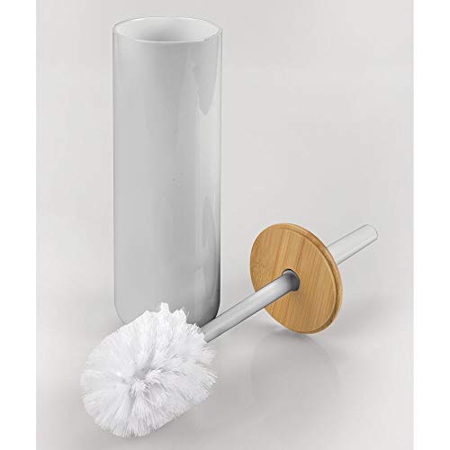 mDesign Compact Freestanding Plastic Toilet Bowl Brush and Holder for