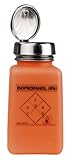Menda 35272 HDPE durAstatic One-Touch Dissipative ESD Protective Bottle, 6 oz Capacity, Orange, IPA Printed