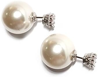 Minwhee Circle Pearl Earrings Brass plated 0.35x0.35 inches