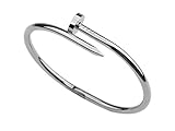 Jianyana Stainless Steel Nail Style Love Bangle Bracelet Oval Silver High Polish Fits 7.5 inch wrists ...