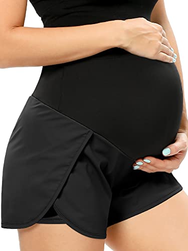 POSHGLAM Women's Maternity Shorts Over Belly