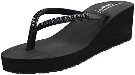 VESNIBA Women's Casual Rhinestone Beach Thick Bottom Non-Slip Flip-Flops Shoes flip Flops for Women