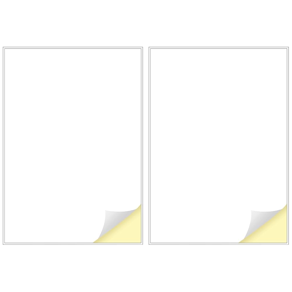 Creavvee 1 Label per Sheet, 25 A4 Sheets, Printable White Sticker Paper Labels for Laser/Inkjet Printers Made in Europe - Sticker Size (A4) 297 x 210 mm (Pack of 2)