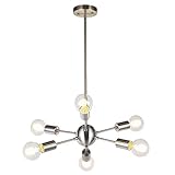 6 Lights Modern Sputnik Chandelier Lighting Italian Designed Pendant Lighting Mid-Century Ceiling Light Fixture Brushed Nickel By TUDOLIGHT